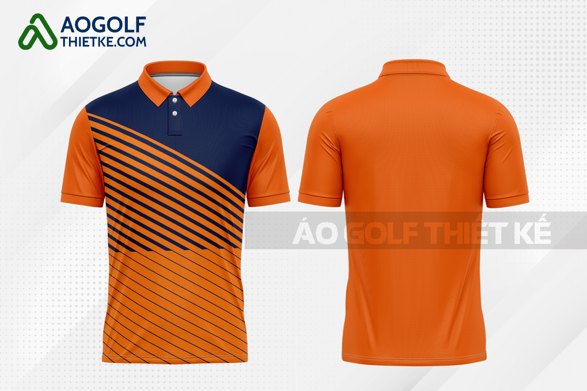 Mẫu áo chơi golf CLB ngôn ngữ Quốc Tế Học màu cam thiết kế GF113