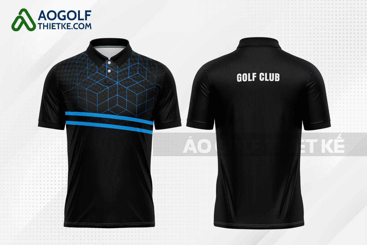 Mẫu áo golf có cổ CLB Quận Hoàng Mai màu đen thiết kế GF217
