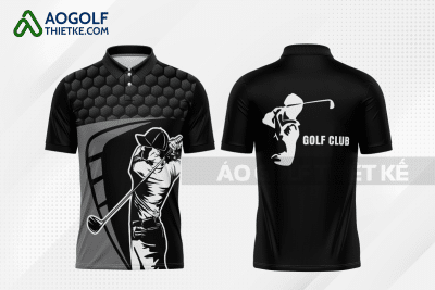 Mẫu áo polo golf CLB nhân văn màu đen thiết kế GF144