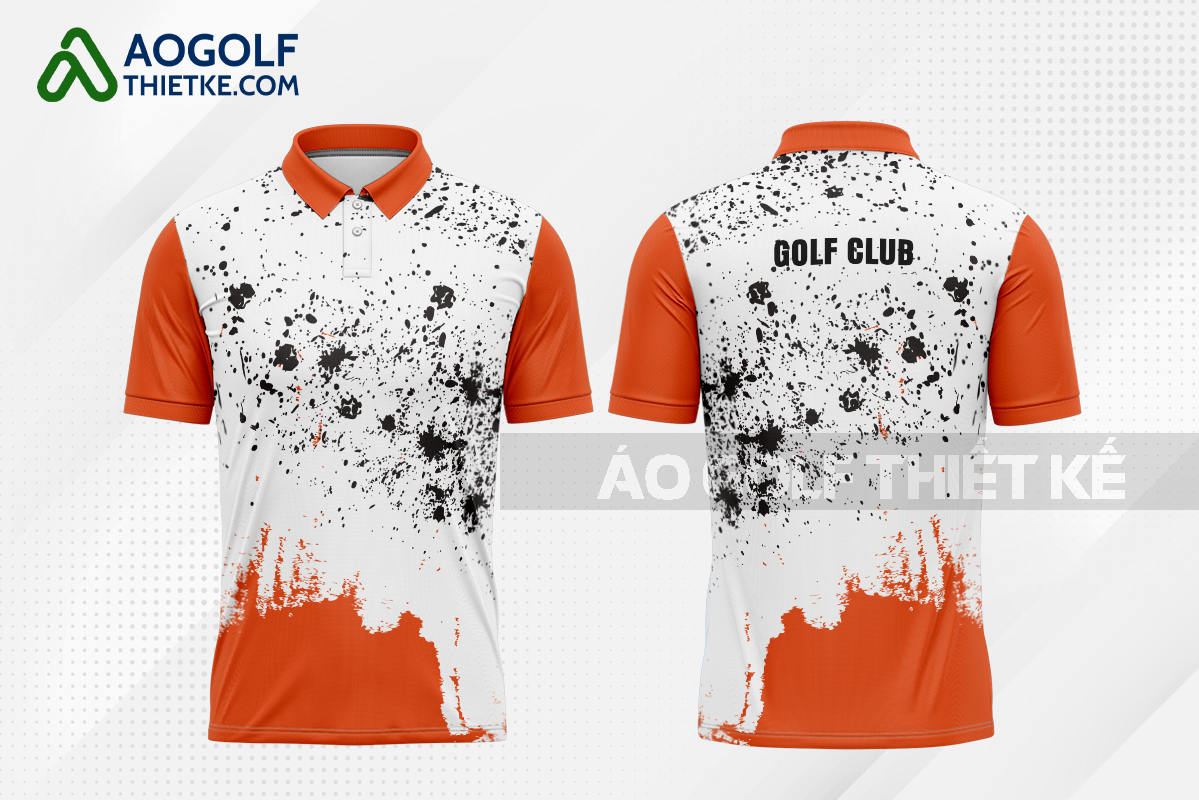 Mẫu áo chơi golf CLB Chợ Gạo màu cam thiết kế chính hãng GF383