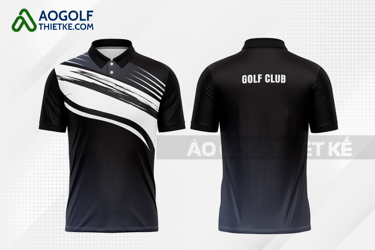 Mẫu áo golf có cổ CLB Châu Phú màu đen thiết kế giá rẻ GF367