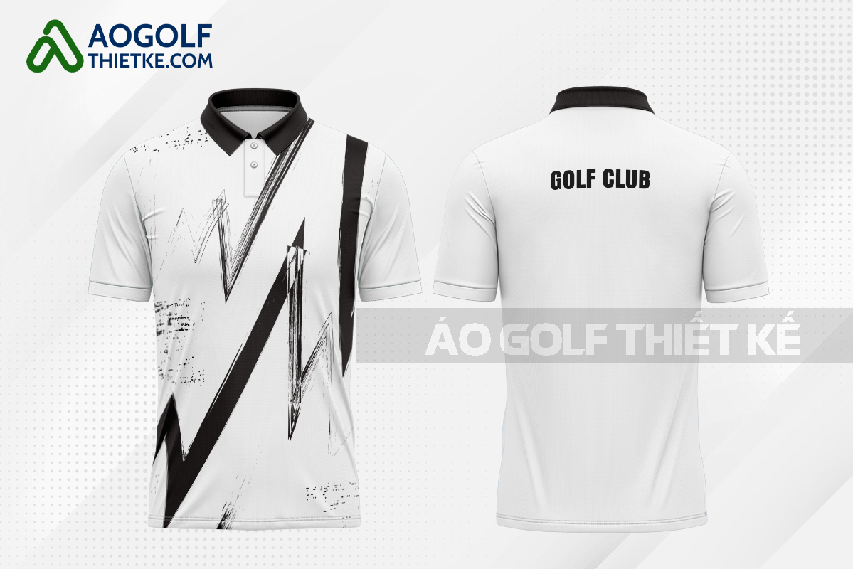 Mẫu áo golf nam CLB Chợ Mới màu trắng thiết kế độc GF385